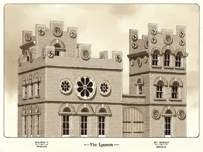 Perspective elevation of a design for a lyceum.