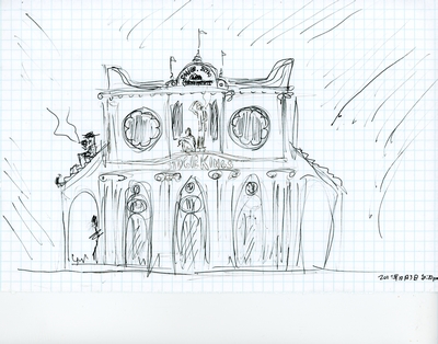 Front elevation of a design for a cigar shop.