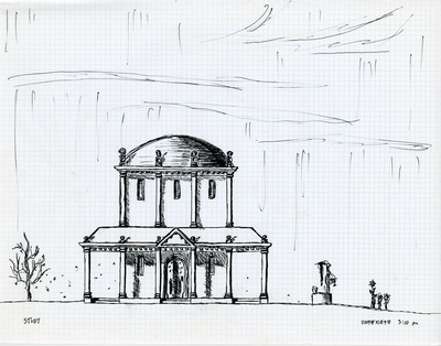 Front elevation of a design for a study.