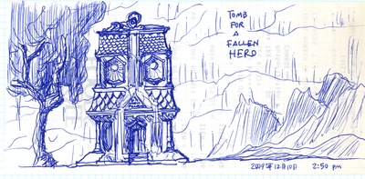 Front elevation of a design for a memorial tomb.